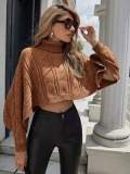 Women turtleneck knitting cape top