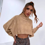 Women turtleneck knitting cape top