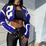 Women Autumn Style Letter Printed Zip Jacket