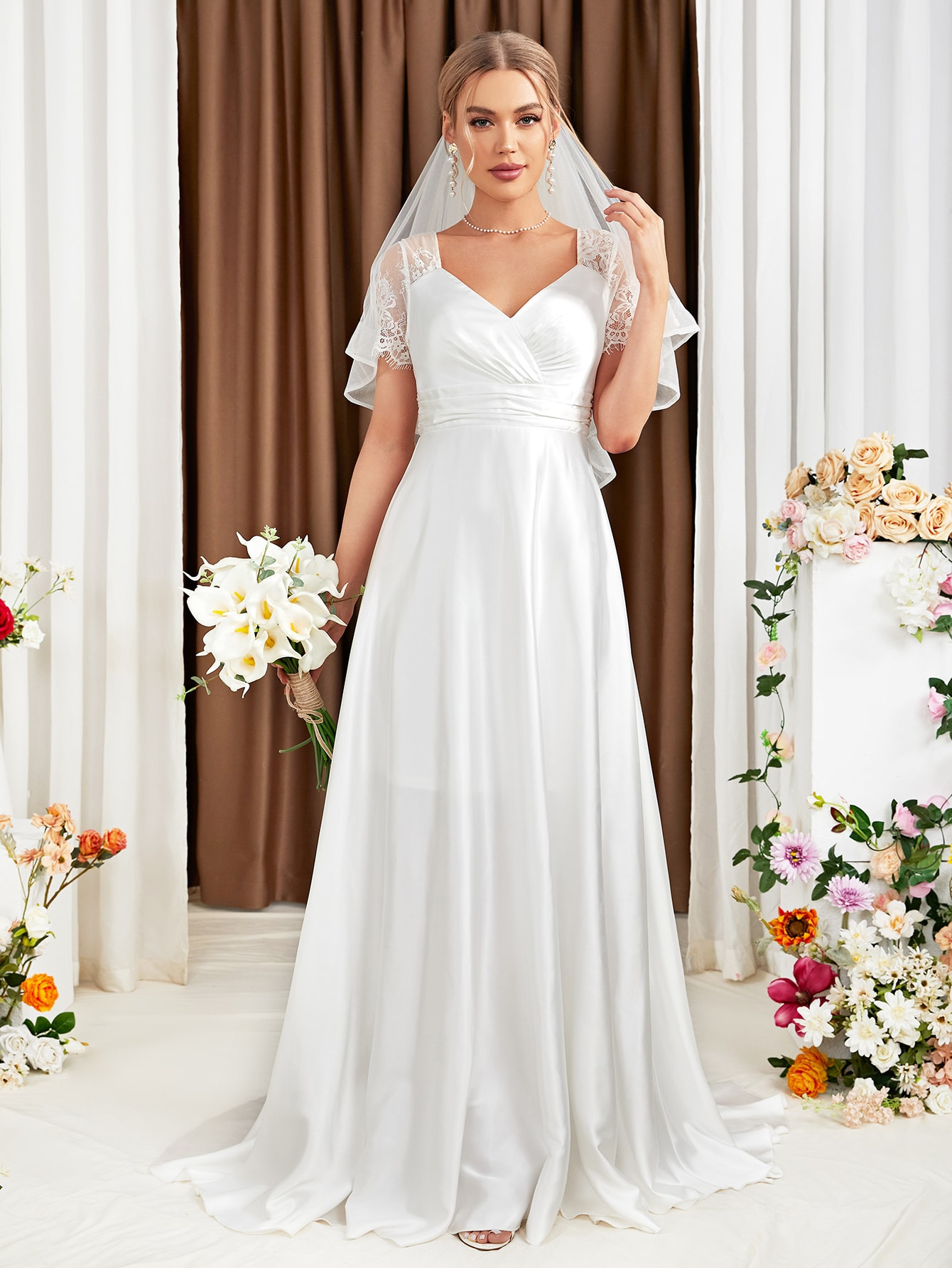 Women Formal Party Long Sleeve Bridesmaid Dress Evening Dress