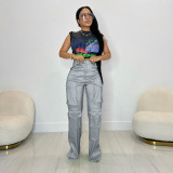 Women's Fashion Casual Solid Pocket Cargo Pants