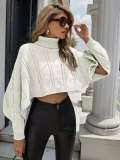 Women turtleneck knitting cape top