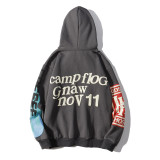 Women Graffiti Letter Printed Velvet Hoodies