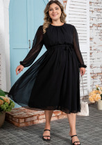 Plus Size Women Solid Elegant Chiffon Dress Plus Size Women Solid Elegant Chiffon Dress