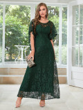Women Short Sleeve Round Neck Elegant Dress