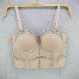 Women Rhinestone Strap Bra Tank Crop Top