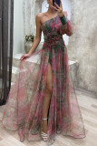 Women Party Mesh Slash Shoulder Dress