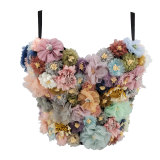 Women Flower Color Block Bra Tank Crop Top