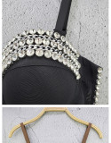Women Rhinestone Strap Bra Tank Crop Top