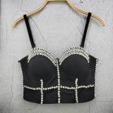 Women Rhinestone Strap Bra Tank Crop Top