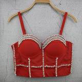 Women Rhinestone Strap Bra Tank Crop Top
