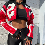 Women Autumn Style Letter Printed Zip Jacket