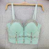 Women Rhinestone Strap Bra Tank Crop Top