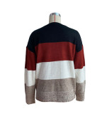 Women Autumn Long Sleeve Color Block Sweater