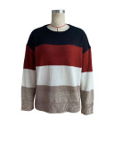 Women Autumn Long Sleeve Color Block Sweater