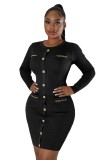 Women Round Neck Knitting Dress