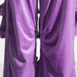 Women Fall Patchwork Pocket  Velvet Pants Straight Leg Cargo Pants