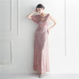 Plus Size Women Sequin Formal Party Maxi Evening Dress