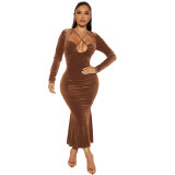 Women Sexy Halter Neck Backless Bodycon Mermaid Dress