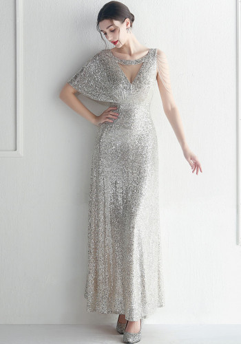 Plus Size Women Sequin Formal Party Maxi Evening Dress