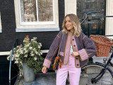 Women Fashion Contrast Color Long Sleeve Jacket
