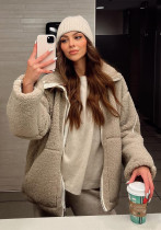 Women Autumn and Winter Loose Furry Style Casual Zipper Jacket Women Autumn and Winter Loose Furry Style Casual Zipper Jacket