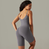 Women seamless knitting Solid Stretch Romper