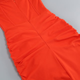 Women Sexy Strapless Backless Skirt Ruffled Slit Dress