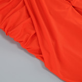 Women Sexy Strapless Backless Skirt Ruffled Slit Dress