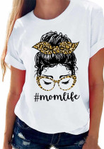 Women Leopard Round Neck Print Short Sleeve T-Shirt Women Leopard Round Neck Print Short Sleeve T-Shirt