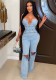 Women Sexy Sexy Backless Style Ripped Denim Jumpsuit