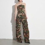 Women Fall Strapless Casual Jumpsuit