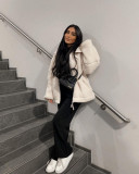 Women Autumn and Winter Loose Furry Style Casual Zipper Jacket