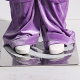 Women Fall Patchwork Pocket  Velvet Pants Straight Leg Cargo Pants