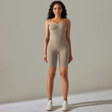 Women seamless knitting Solid Stretch Romper