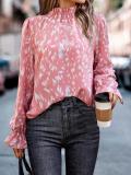Women Autumn and Winter Chic Long Sleeve Half Turtle Collar Loose Shirt