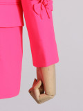 Women double-breasted floral Patchwork Blazer + high-waisted Bell Bottom pants two-piece set