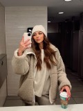 Women Autumn and Winter Loose Furry Style Casual Zipper Jacket
