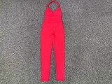 Women Plunging Backless Halter Neck Sports Fitness Yoga Jumpsuit