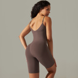 Women seamless knitting Solid Stretch Romper