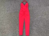 Women Plunging Backless Halter Neck Sports Fitness Yoga Jumpsuit