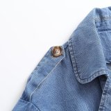 Women Loose Double Breasted Belted Denim Jacket