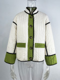 Women Fashion Contrast Color Long Sleeve Jacket