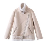 Women Lamb Wool PU-Leather Warm Jacket