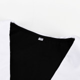 Autumn And Winter Women's Clothing Trends Black And White Contrast Slit Maxi Dress Peter Pan Collar Long Sleeve French Dress