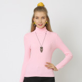 Women's Solid Color Basic Shirt Autumn Knitting Shirt Turtleneck Plus Size Sweater