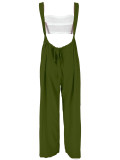 Drawstring Suspenders Wide Leg Trousers Strapless Crop Top Two-Piece Set