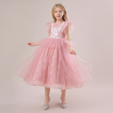 Children's Princess Dress Mesh Wedding Dress Long Flying Sleeve Dress