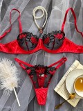 Hot And Sexy Mesh Embroidery See-Through Multi-Colored Sexy Lingerie For Women