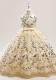 Girl's Wedding Dress Embroidered Children's Mesh Puffy Princess Dress